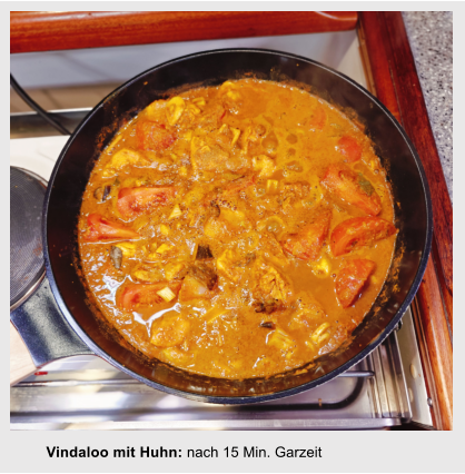 Vindaloo mit Huhn: nach 15 Min. Garzeit